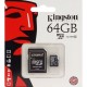 CARTE MICRO SD/SDHC KINGSTON 64GB