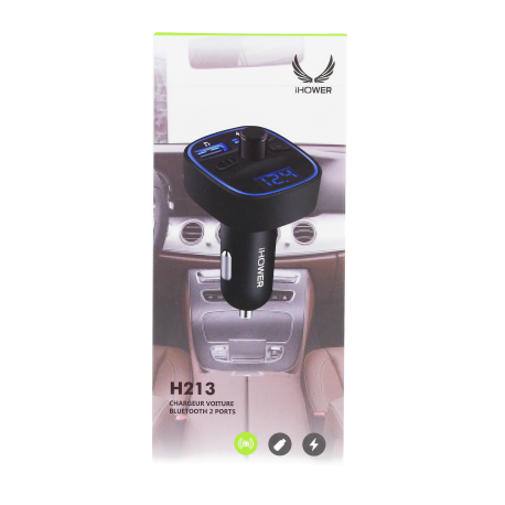 CHARGEUR VOITURE BLUETHOOTH 2 PORTS-iHOWER