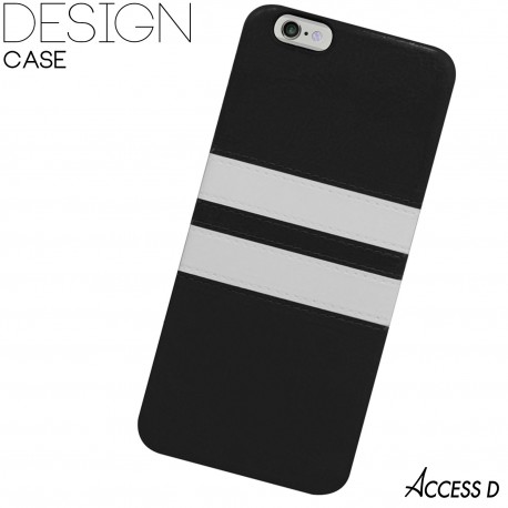 SILICONE NOIR 2 BANDES BLANCHES POUR IPHONE 4/4S