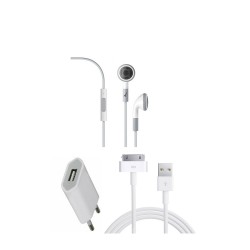 PACK IPHONE 4 / 4S CABLE - PRISE - ECOUTEURS